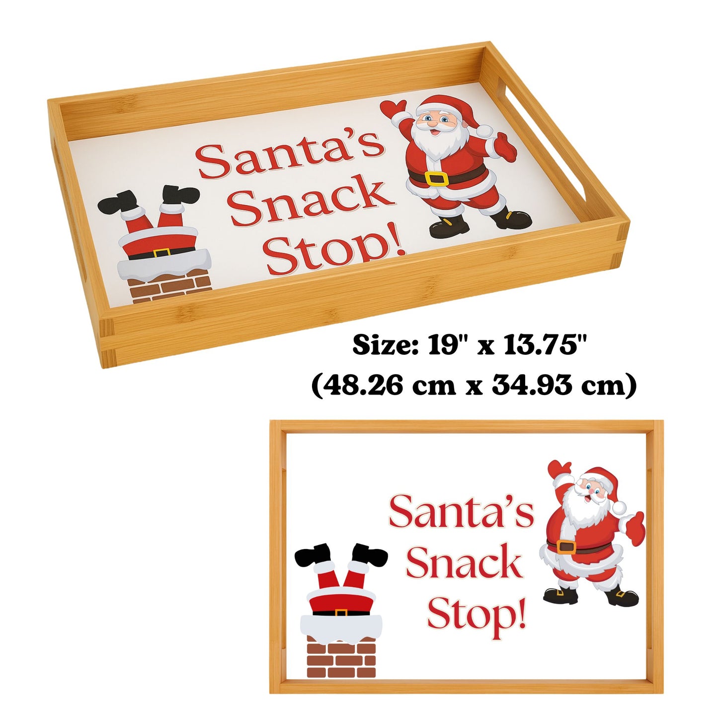 Funny Santa's Snack Stop Wood Serving Tray | Christmas Kitchen Decor