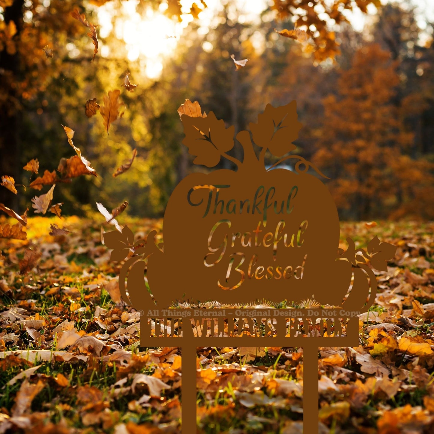 Custom Name Thanksgiving Pumpkin Garden Sign