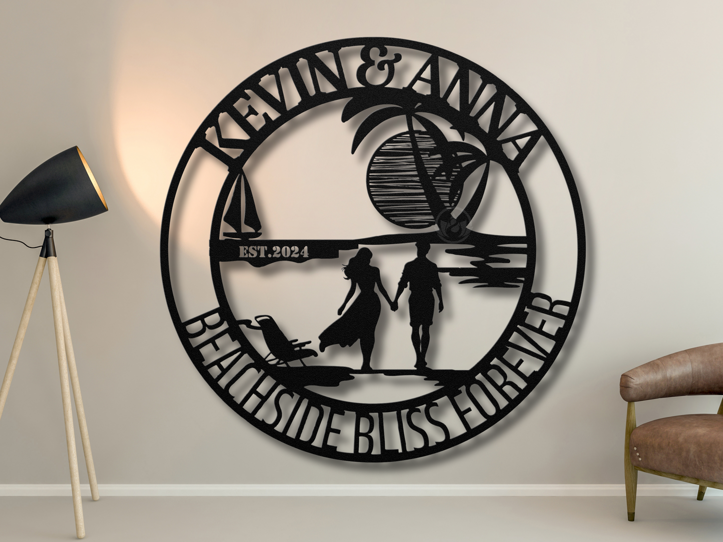 Personalized Couple Beach Lover Metal Sign