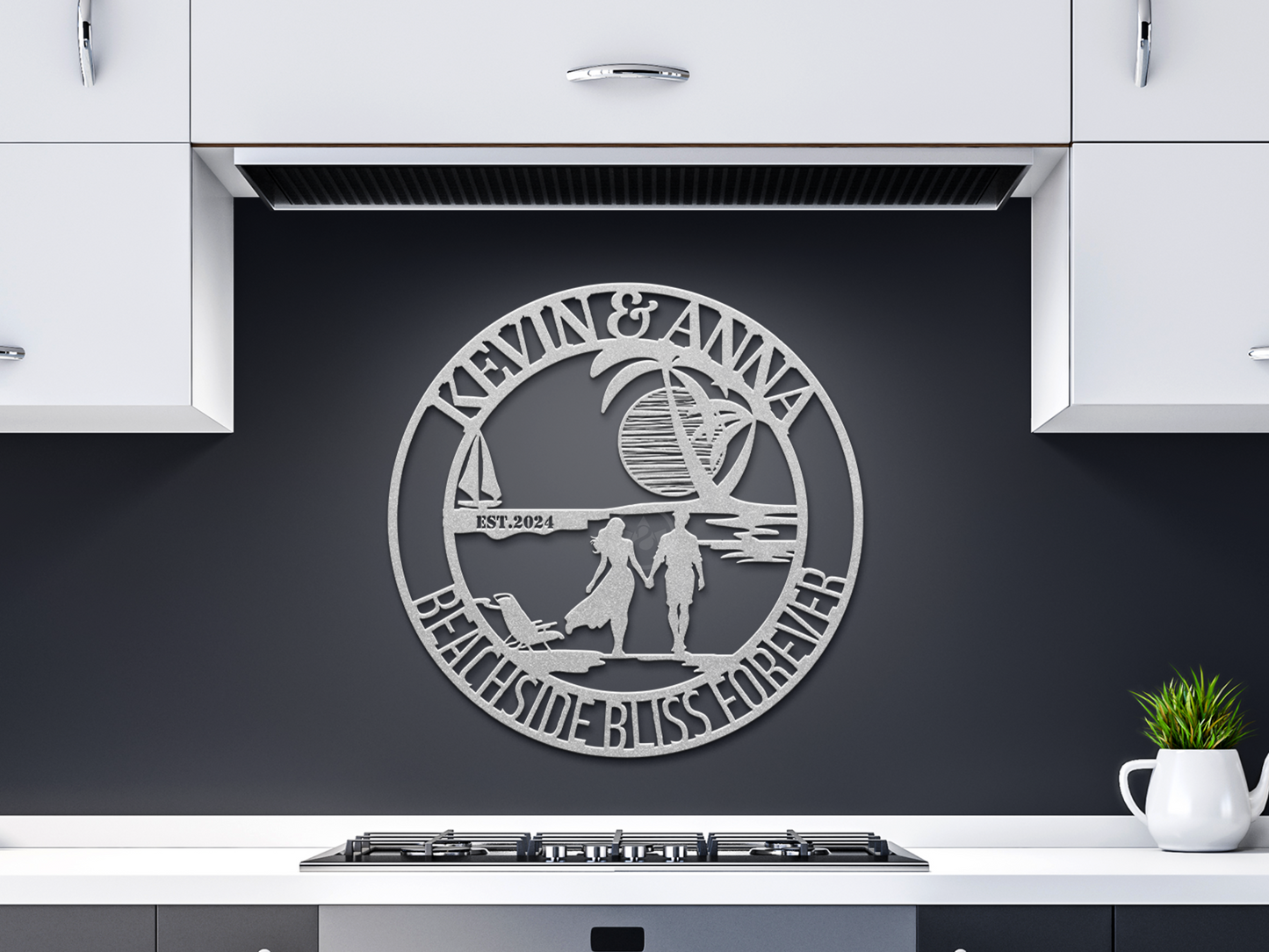 Personalized Couple Beach Lover Metal Sign