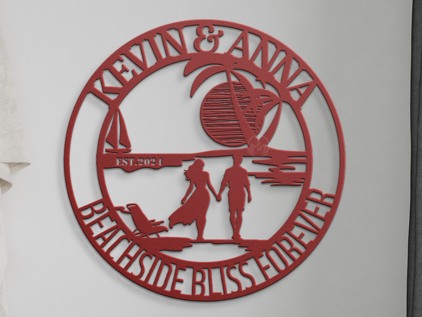 Personalized Couple Beach Lover Metal Sign