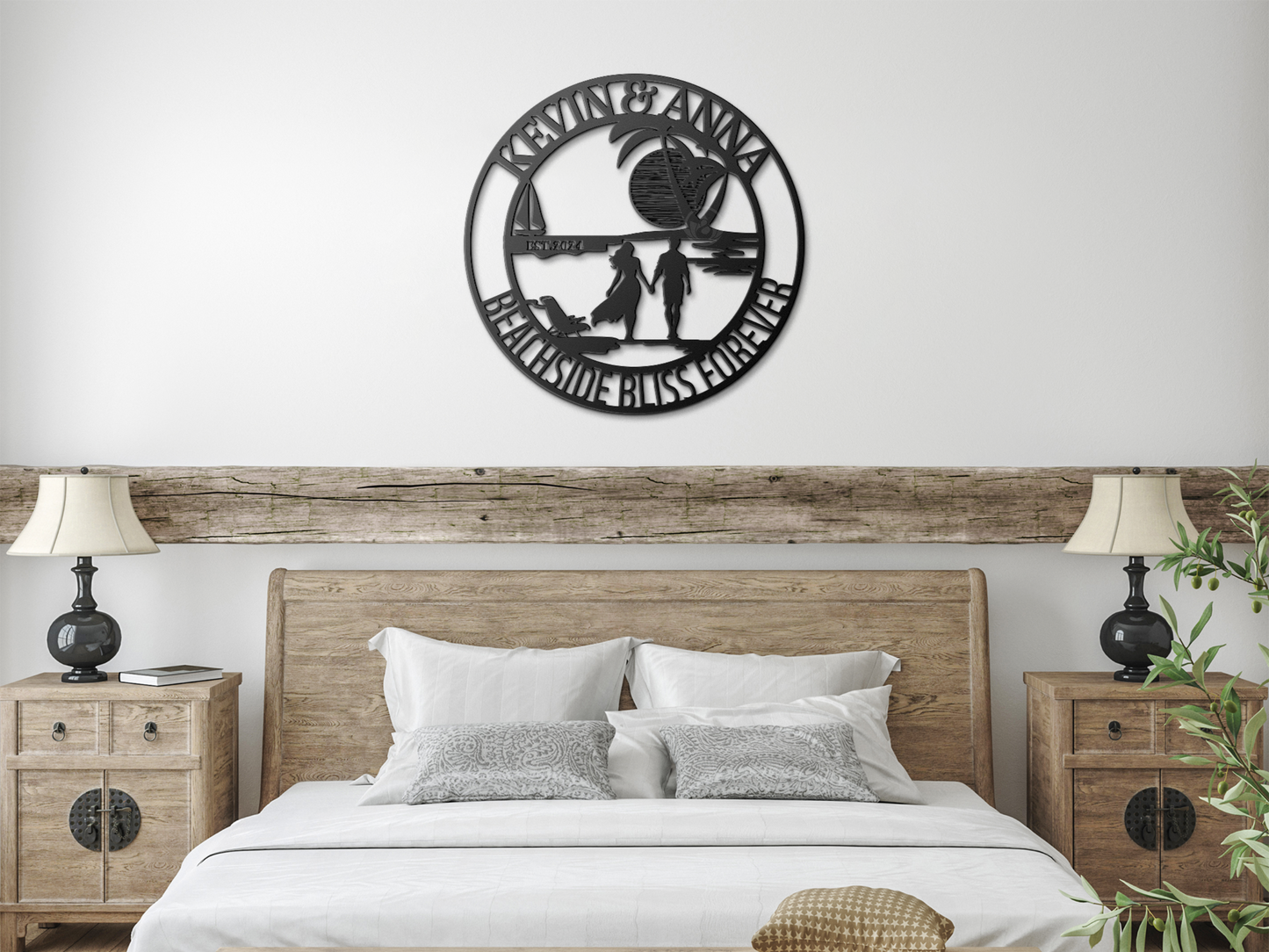 Personalized Couple Beach Lover Metal Sign