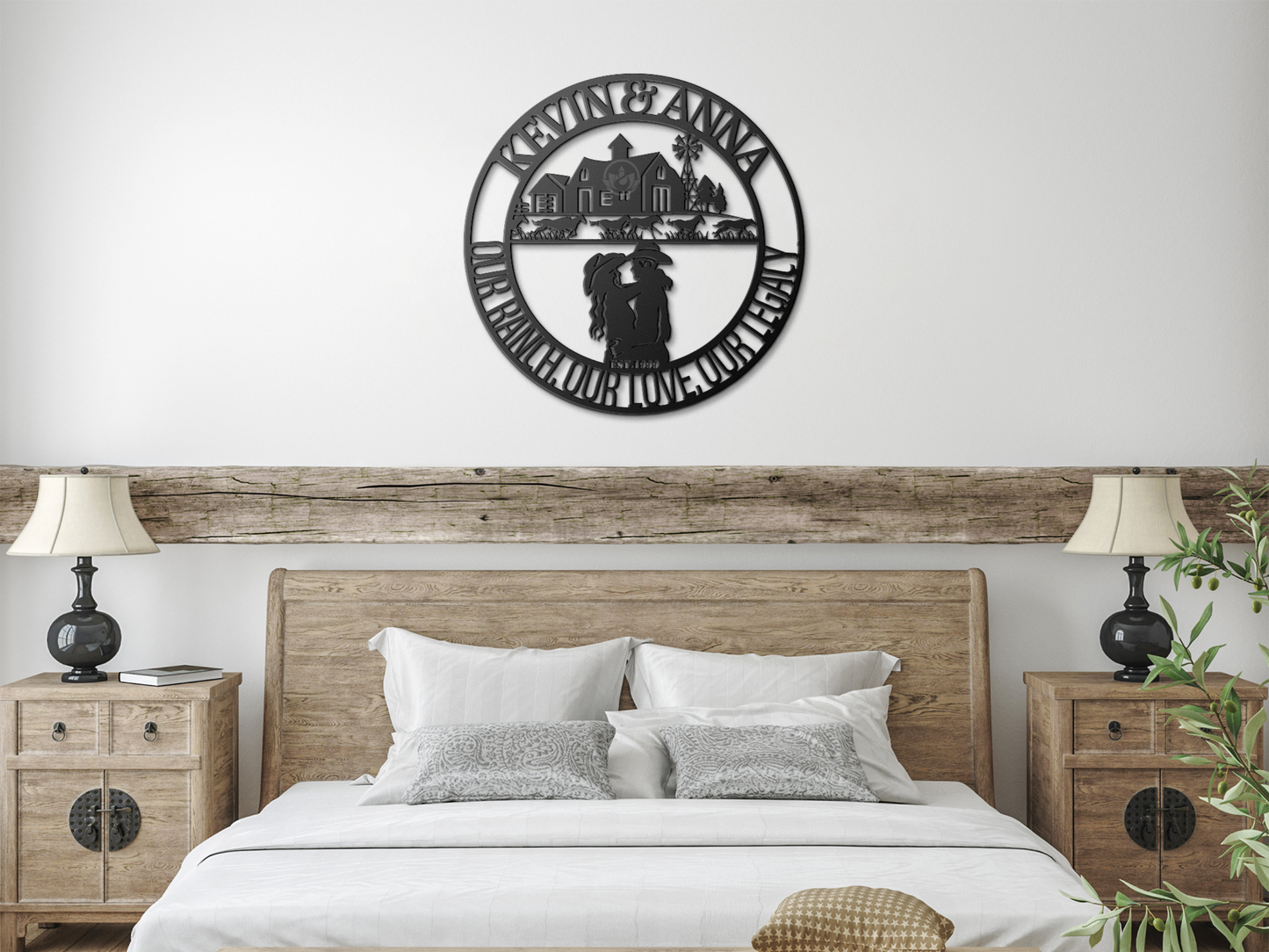 Personalized Ranch Farmhouse Metal Art - Custom Cowboy Couple Sign