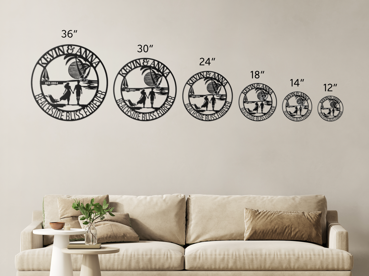 Personalized Couple Beach Lover Metal Sign