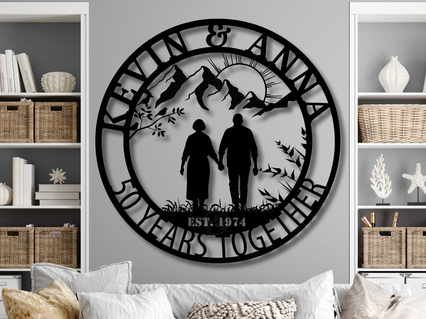 Personalized 50th Anniversary Metal Sign - Custom Wall Decor with Names & EST Date