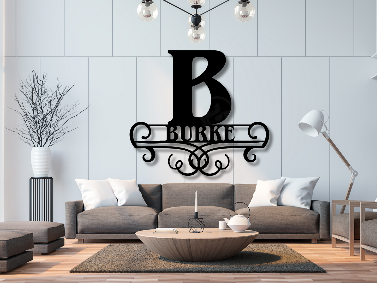 Personalized Family Name Monogram Metal Sign - Custom Wall Art