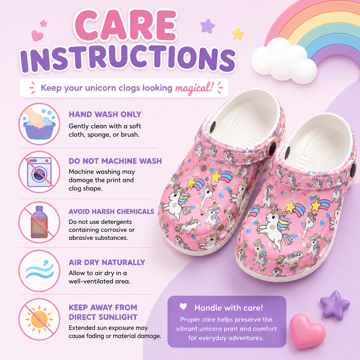 Kids Unicorn Clogs β Lightweight EVA Slip-On Shoes with Fun Charm Accessories