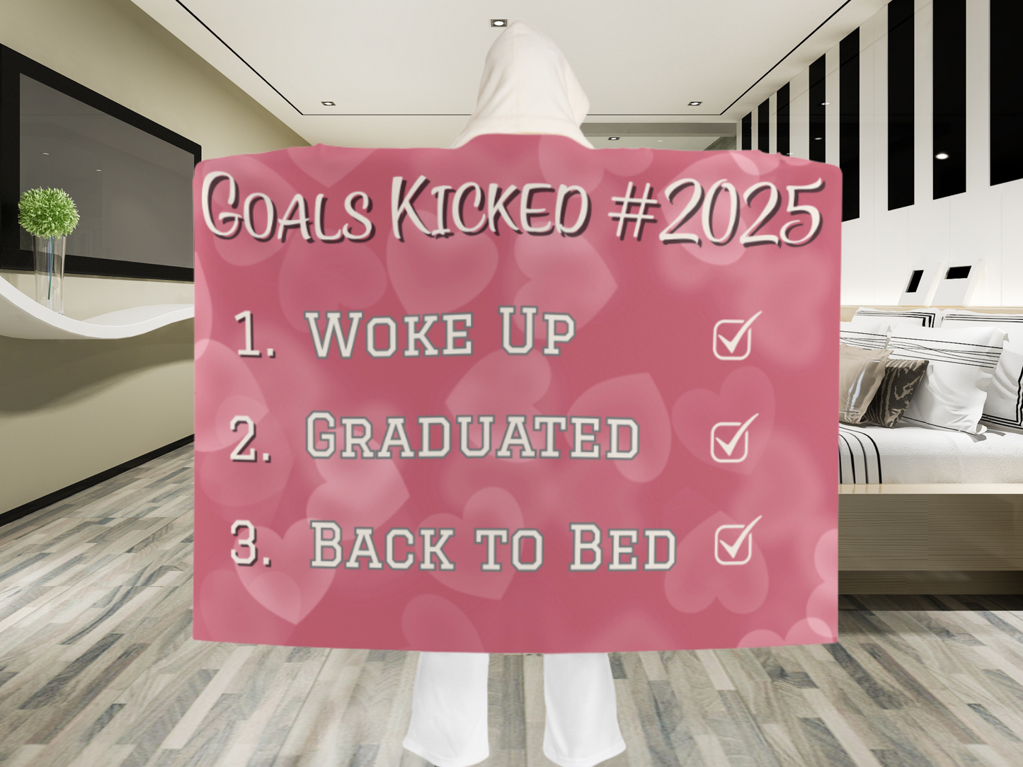 Funny Graduation Hooded Fleece Blanket - Goals Kicked 2025