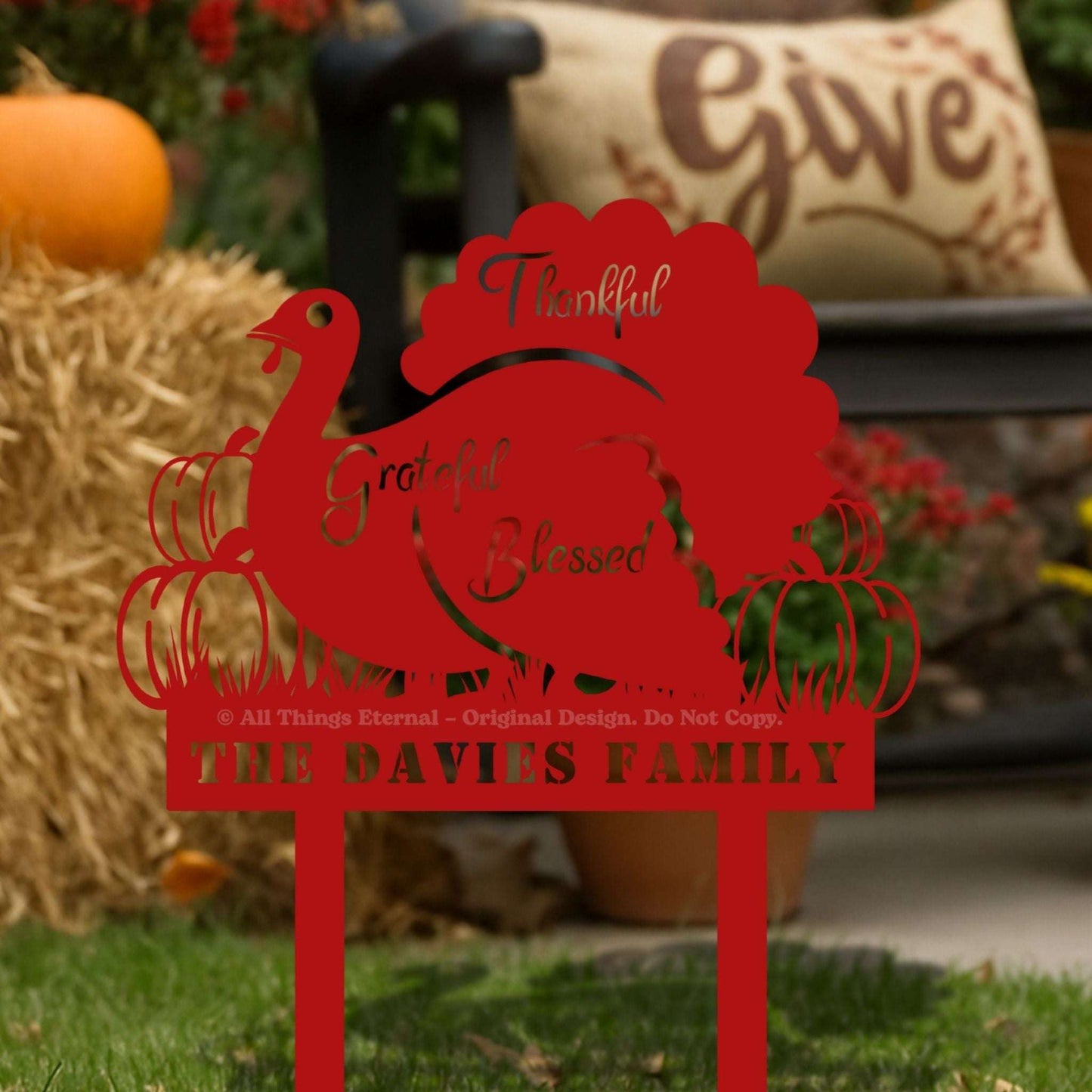 Thankful Grateful Blessed Fall Yard Decoration