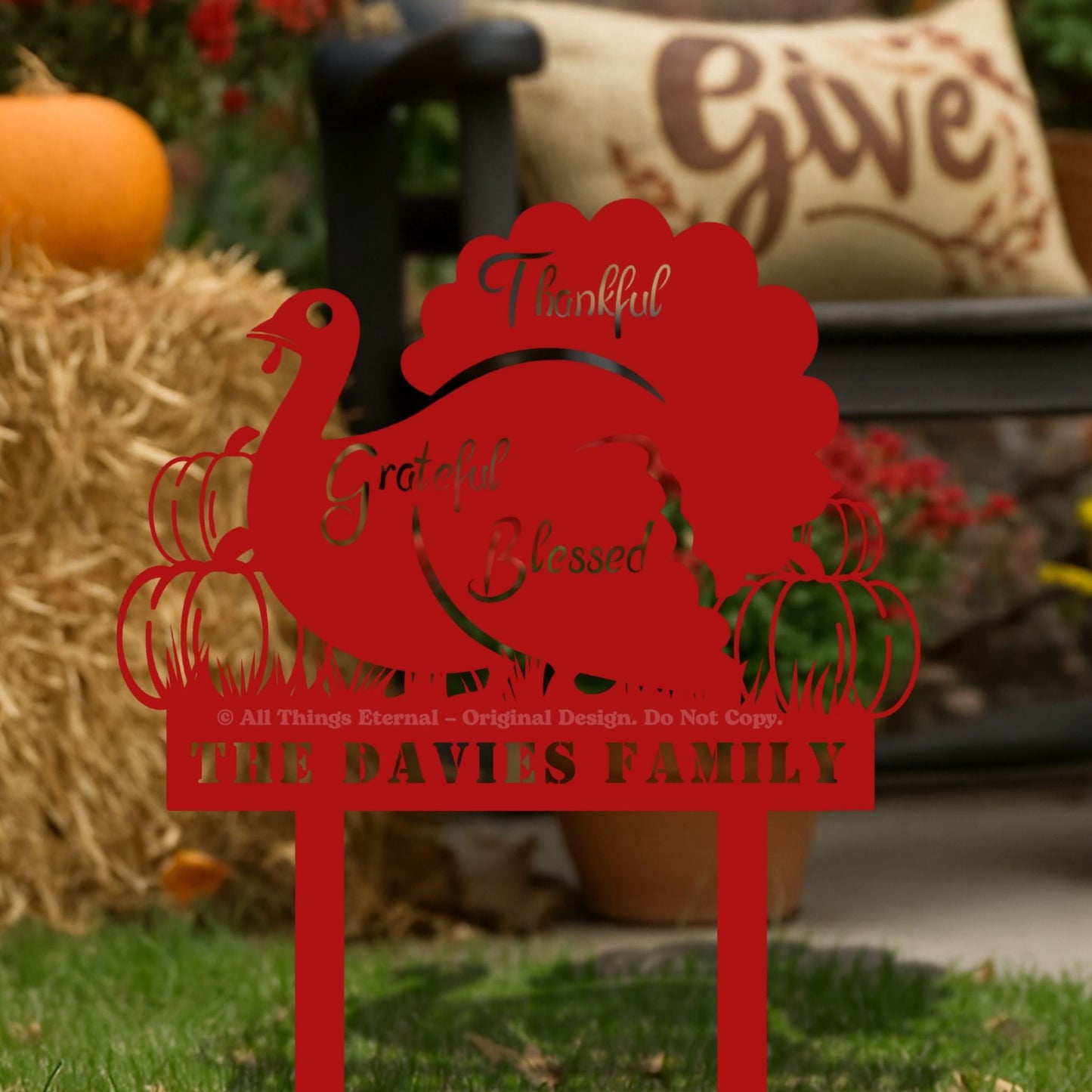 Thankful Grateful Blessed Fall Yard Decoration