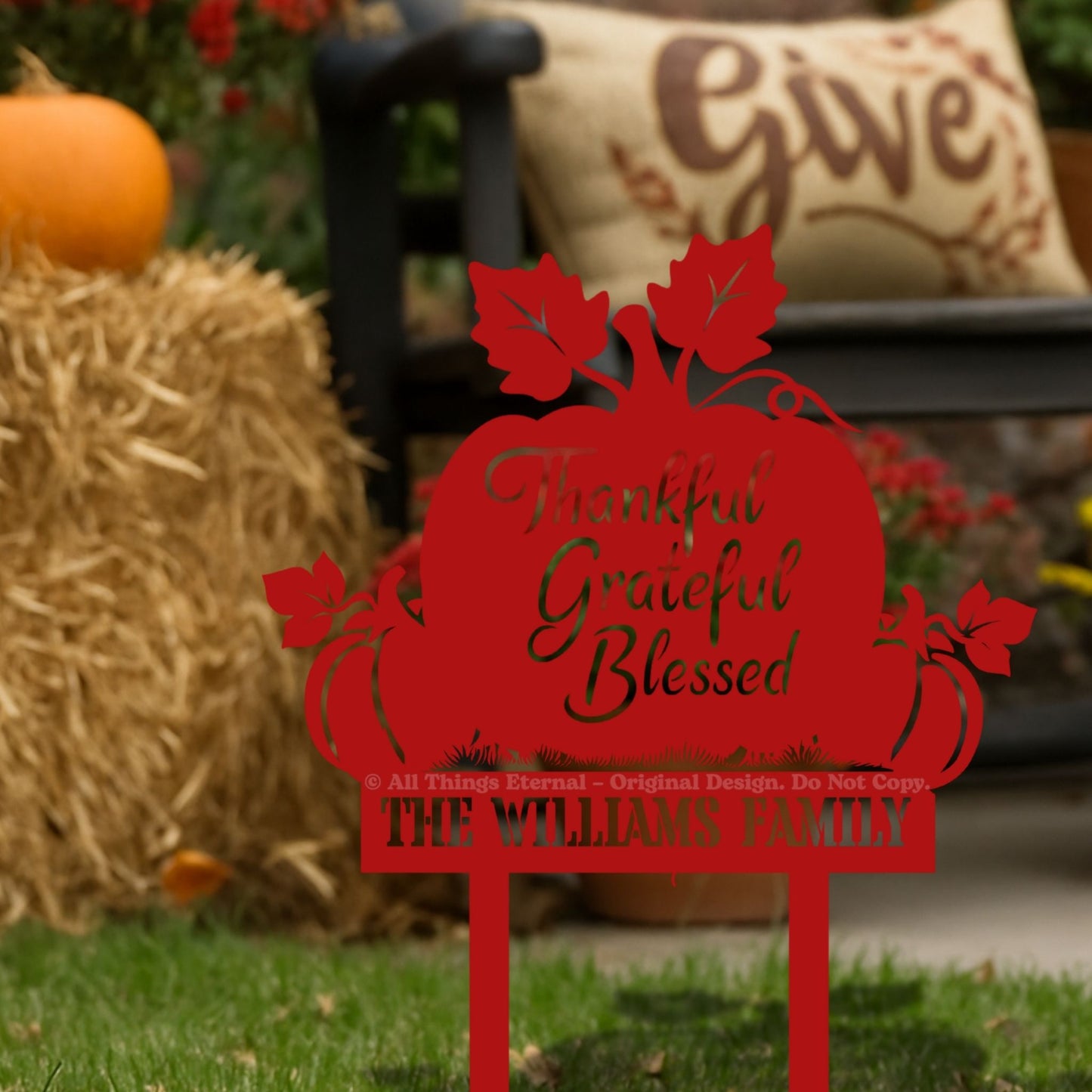 Custom Name Thanksgiving Pumpkin Garden Sign