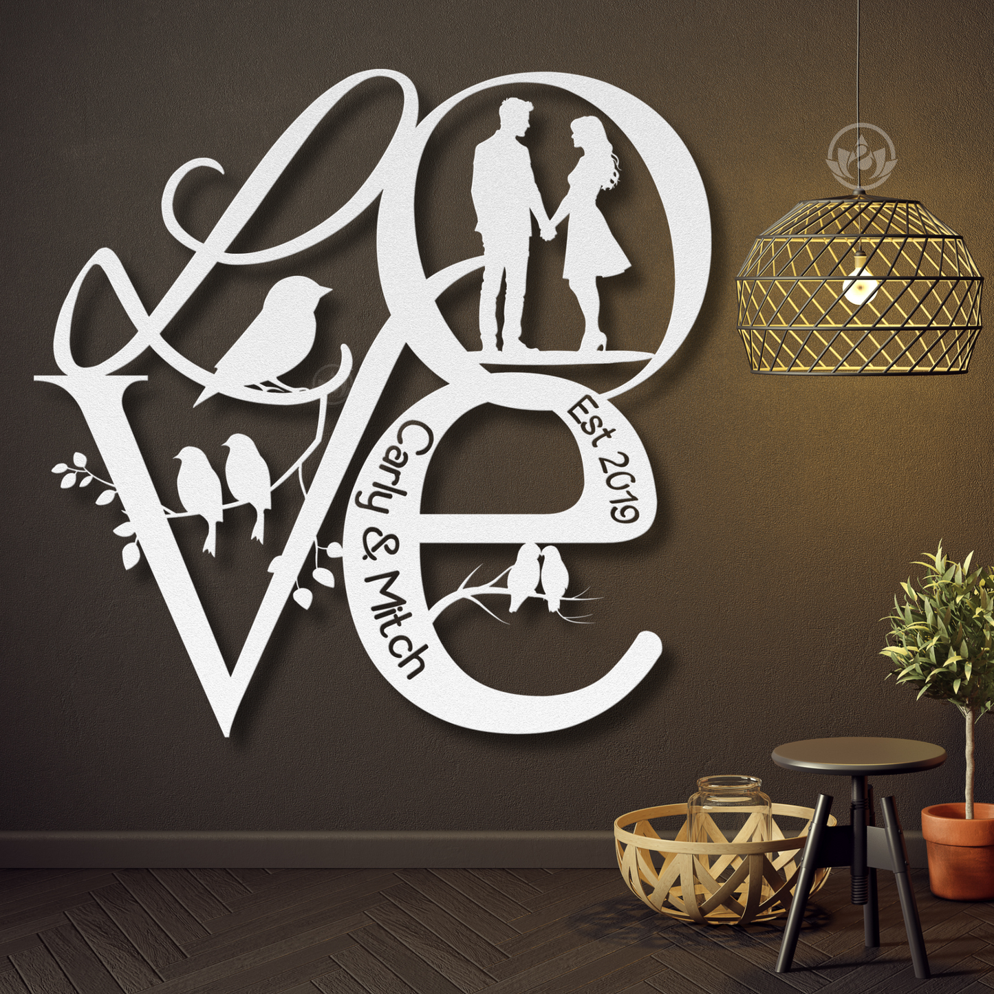 Personalized Love Birds Metal Wall Art - Perfect Couples Gift & Decor