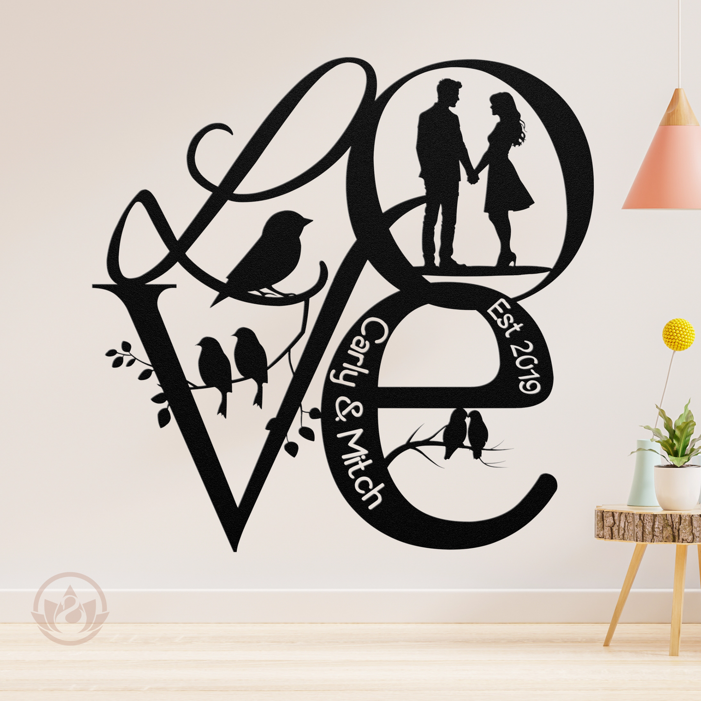 Personalized Love Birds Metal Wall Art - Perfect Couples Gift & Decor