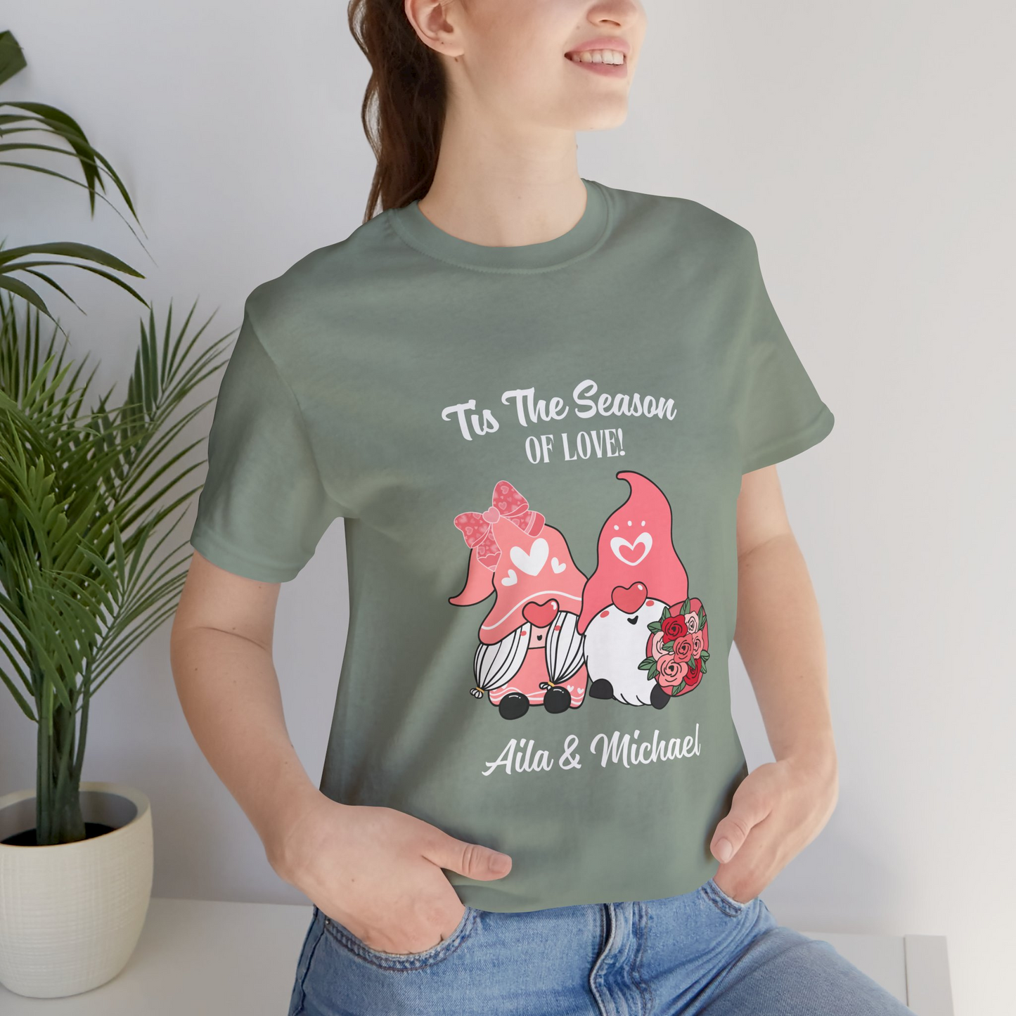 Personalized Gnome Love Tee – Custom Couple's Name Shirt for Love