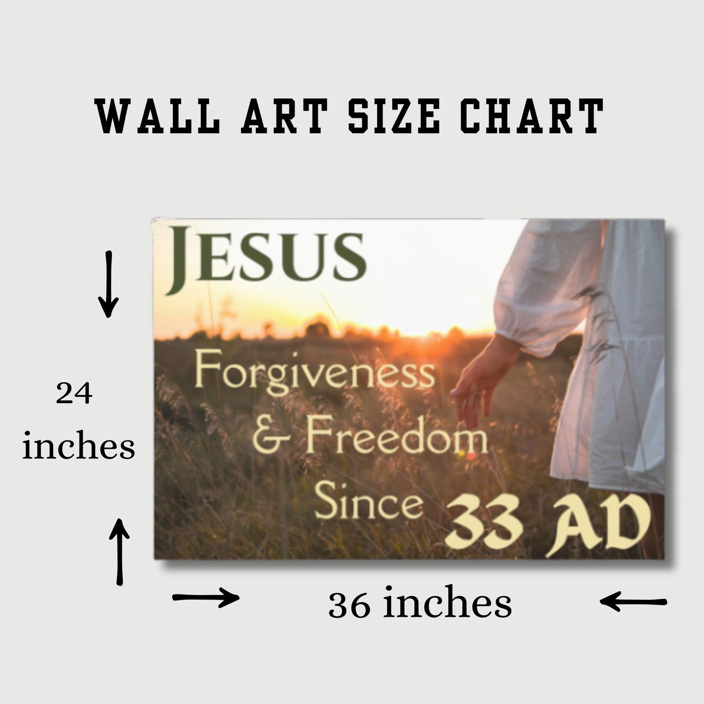 Jesus Forgiveness & Freedom Since 33 AD Christian Canvas Wall Art Gift