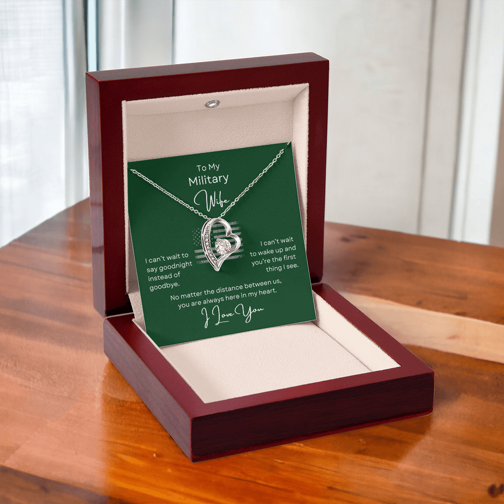Military Wife Forever Love Heart Necklace