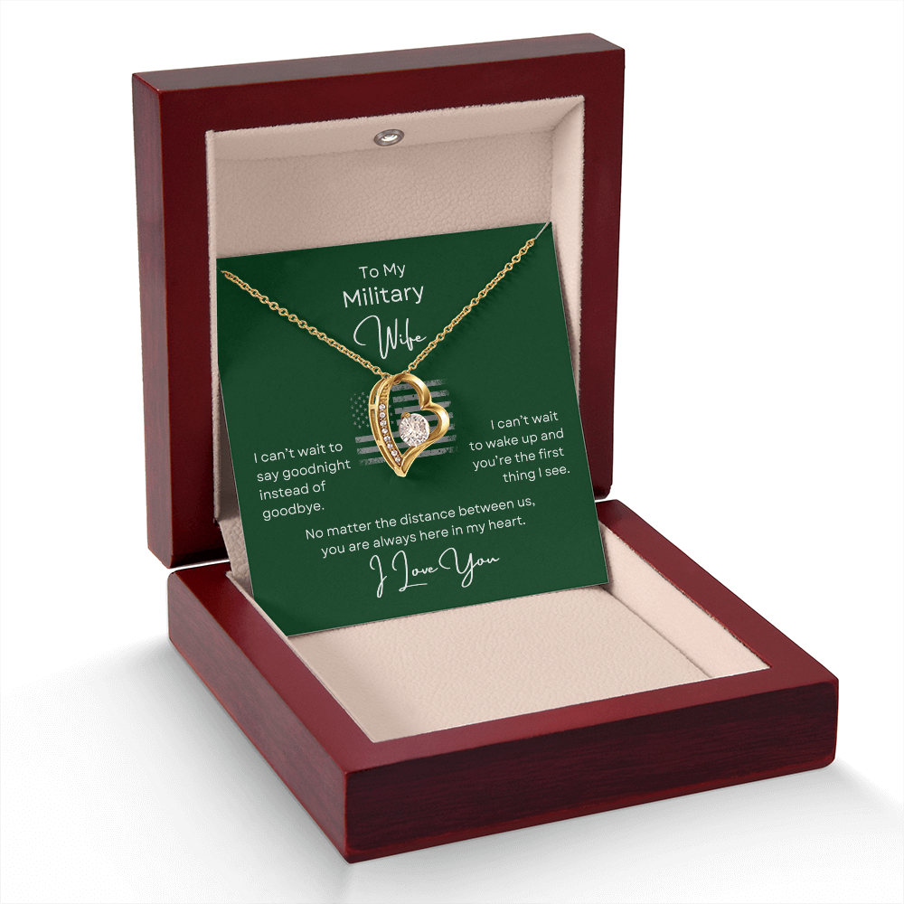 Military Wife Forever Love Heart Necklace