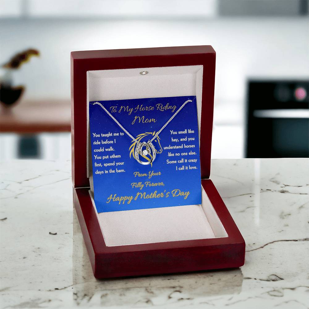 To My Horse Mom - Lucky Horseshoe Necklace - Mother's Day Gift