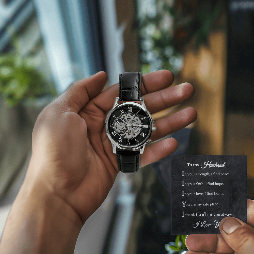 To My Husband Luxury Openwork Mechanical Watch Gift from Wife