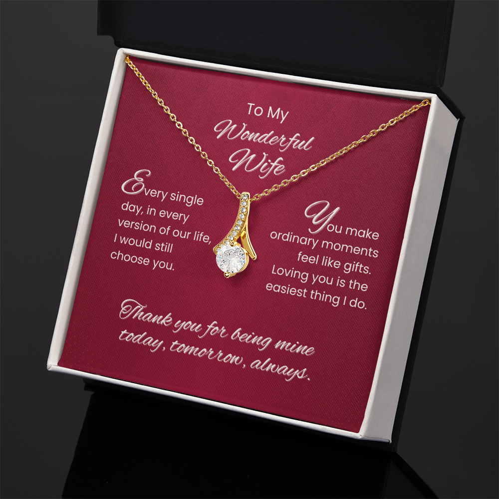 To My Wonderful Wife – Sparkling Love Pendant Necklace Gift