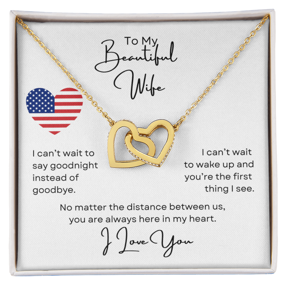 To My Beautiful Wife Interlocking Love Hearts Necklace Gift For Her