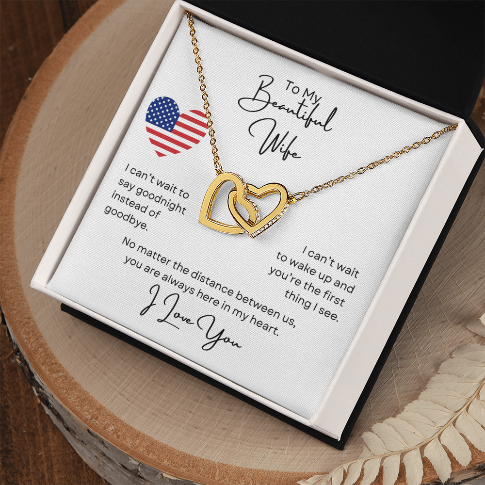 To My Beautiful Wife Interlocking Love Hearts Necklace Gift For Her