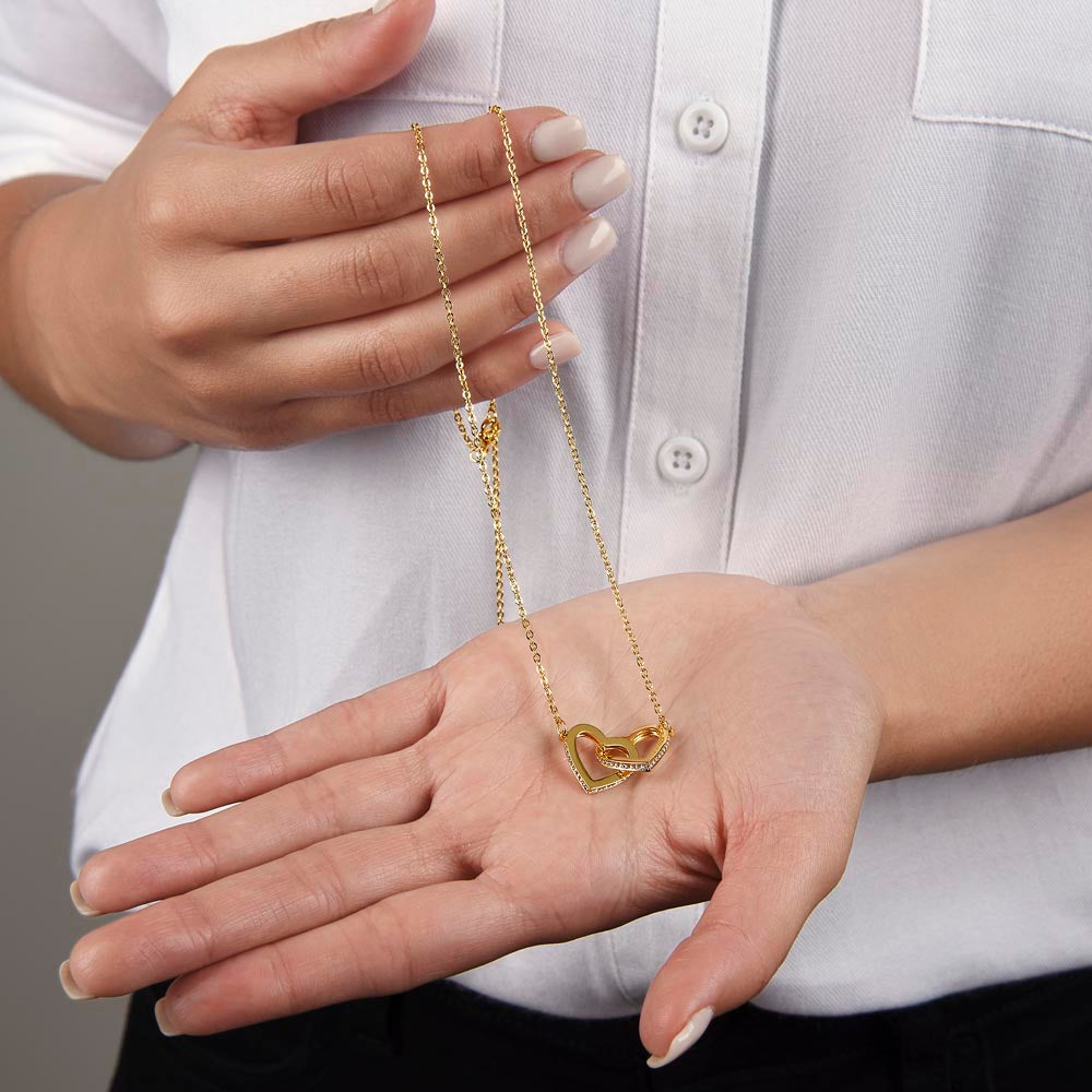 To My Beautiful Military Wife Interlocking Hearts Necklace