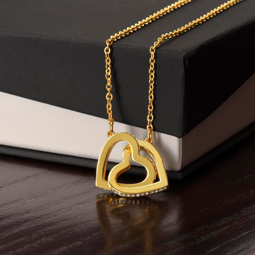 To My Beautiful Wife Love Interlocking Hearts Necklace-Gift For Military Wife