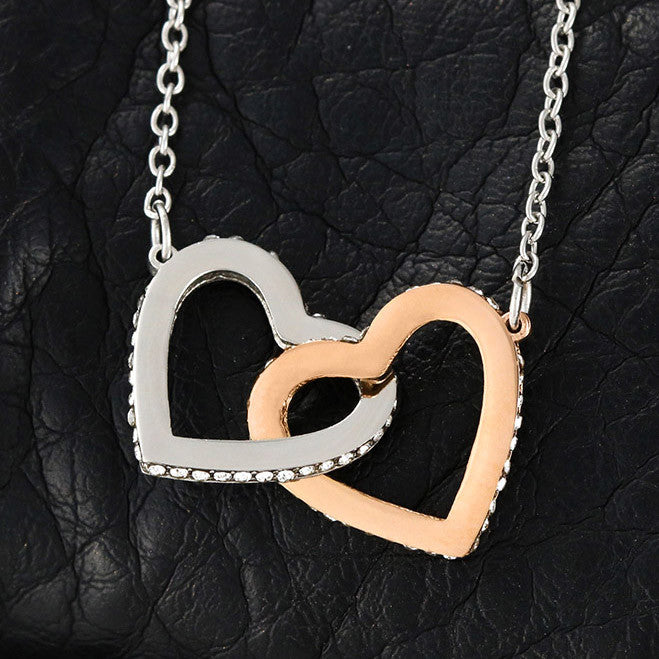 To My Beautiful Wife Love Interlocking Hearts Necklace-Gift For Military Wife