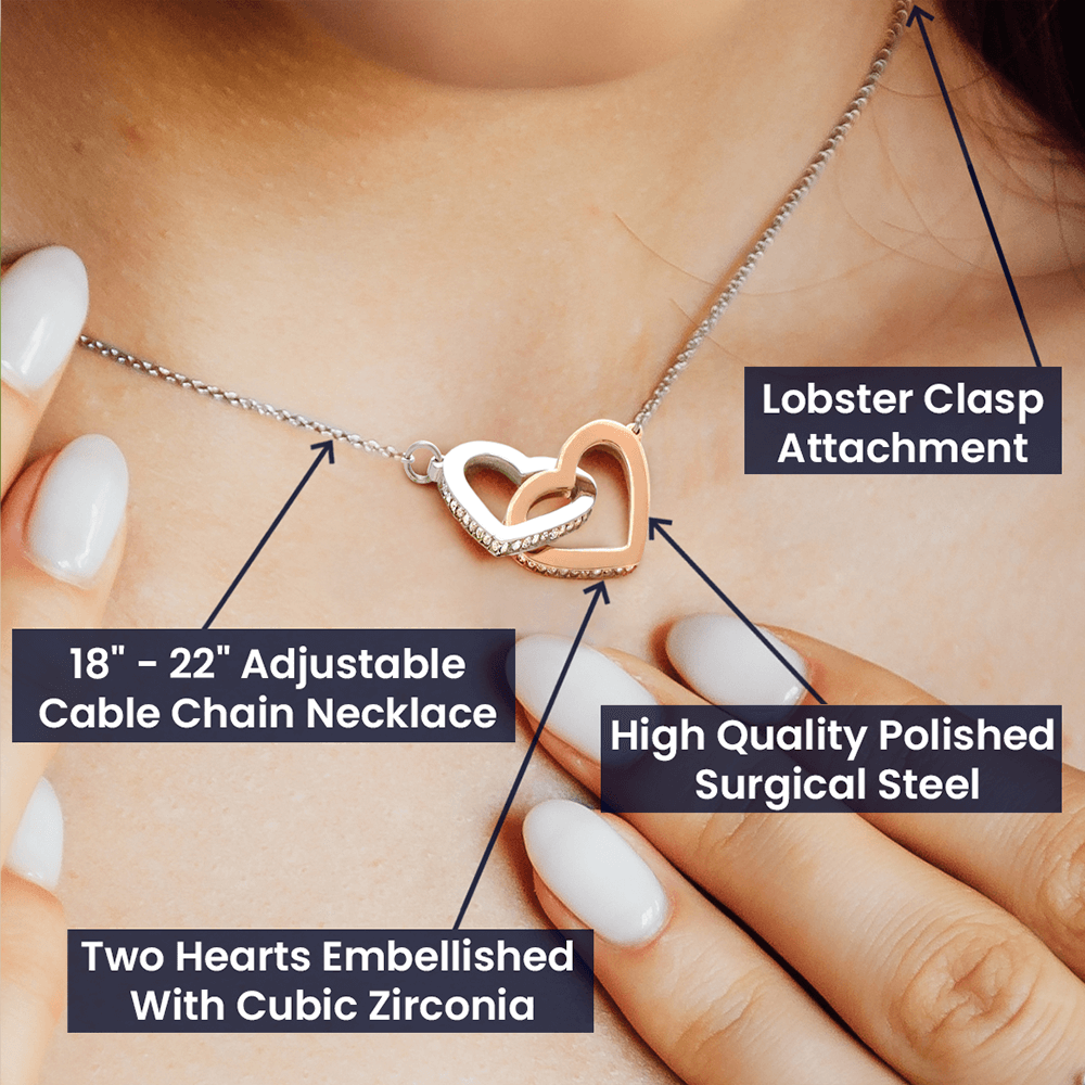 To My Beautiful Military Wife Interlocking Hearts Necklace