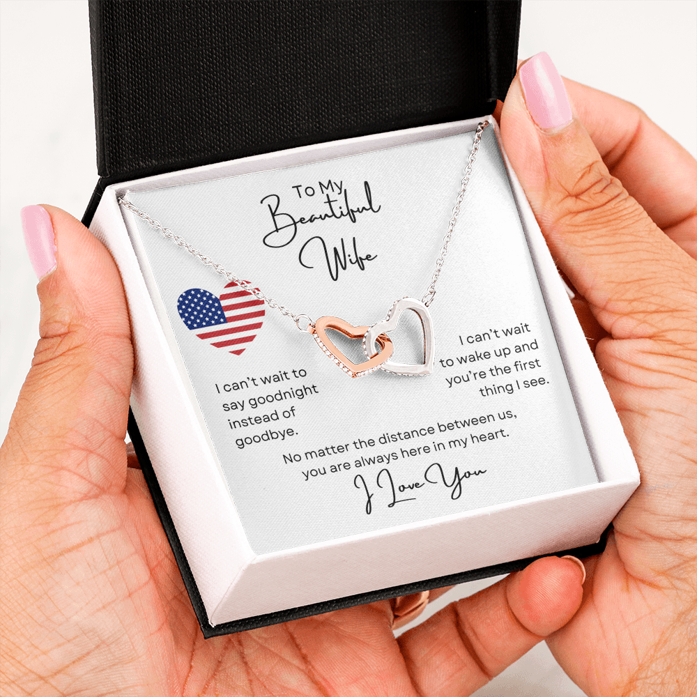 To My Beautiful Wife Interlocking Love Hearts Necklace Gift For Her