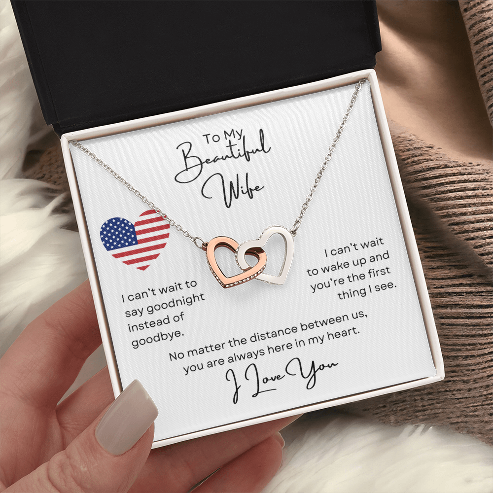 To My Beautiful Wife Interlocking Love Hearts Necklace Gift For Her