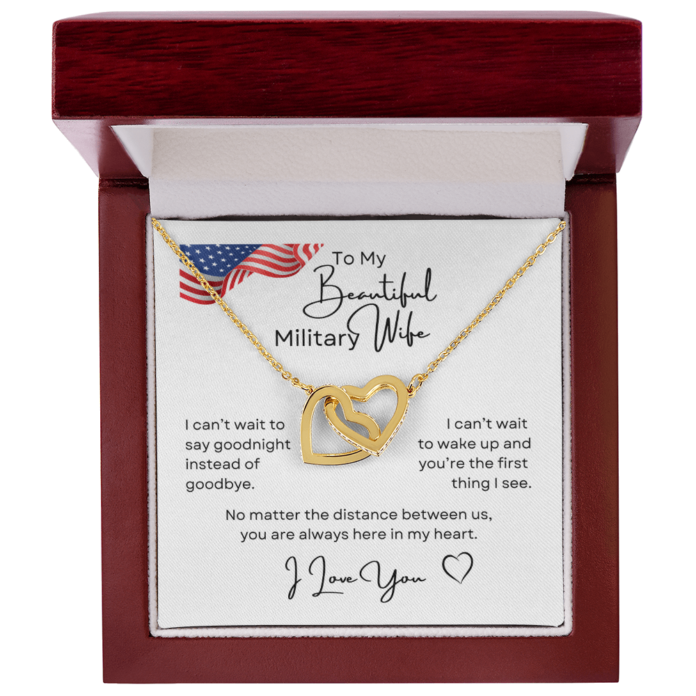 To My Beautiful Military Wife Interlocking Hearts Necklace