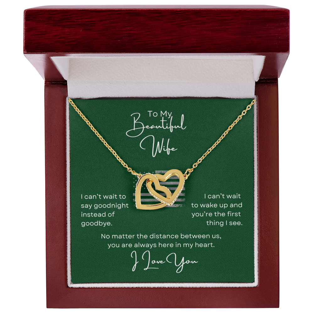 To My Beautiful Wife Interlocking Hearts Necklace- with Heartfelt Message Card