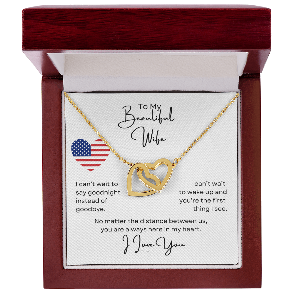 To My Beautiful Wife Interlocking Love Hearts Necklace Gift For Her