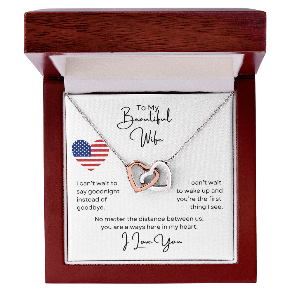 To My Beautiful Wife Interlocking Love Hearts Necklace Gift For Her