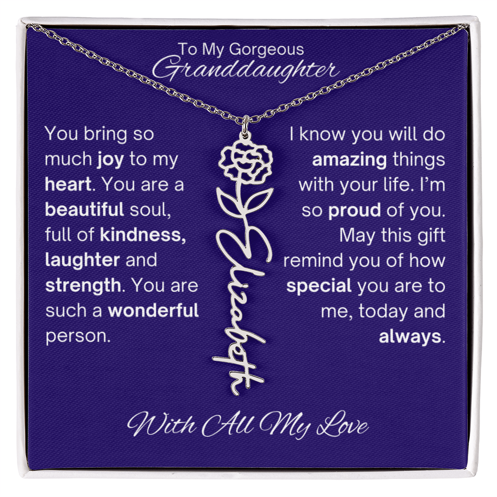 Granddaughter Birth Flower Name Necklace