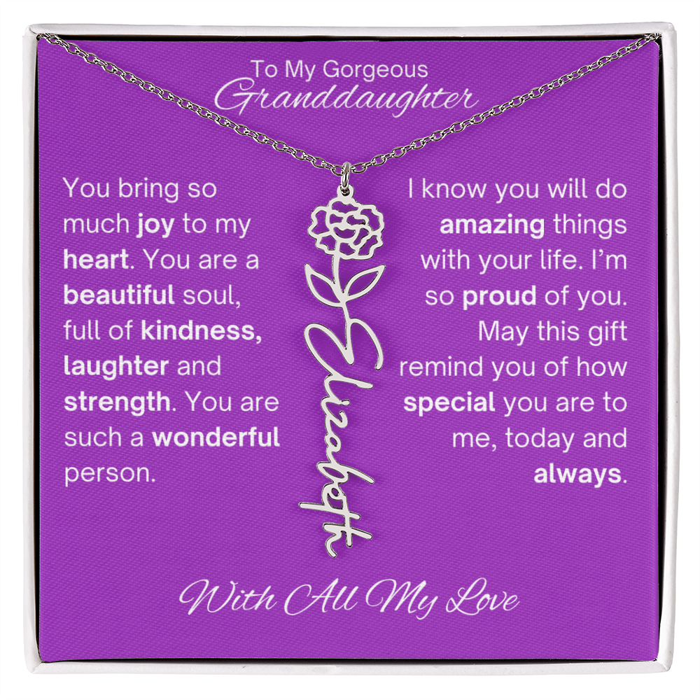 Personalized Granddaughter Birth Flower Name Necklace