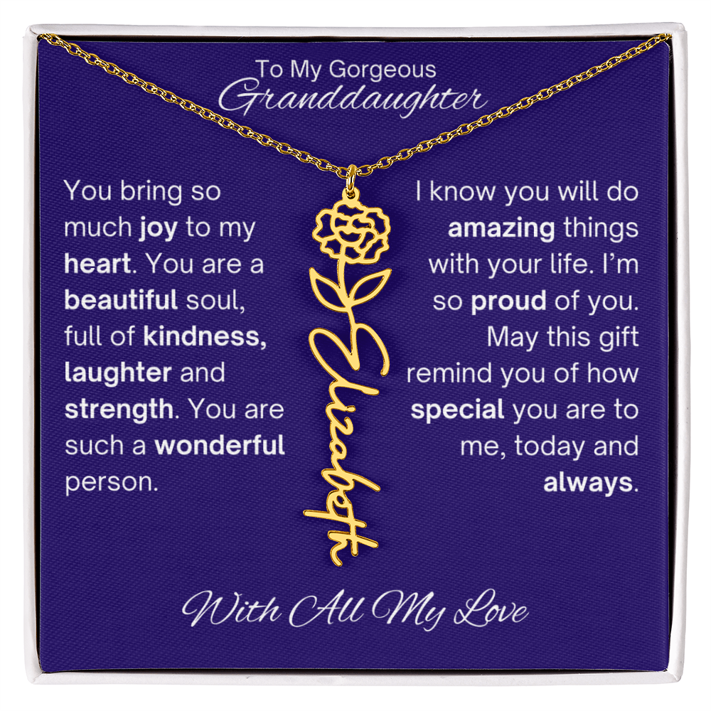 Granddaughter Birth Flower Name Necklace