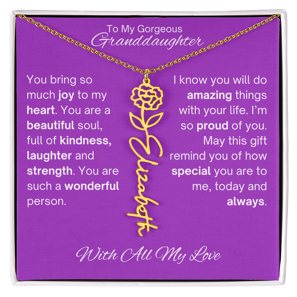 Personalized Granddaughter Birth Flower Name Necklace