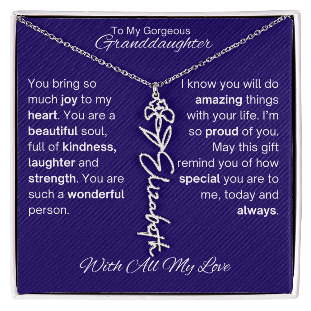 Granddaughter Birth Flower Name Necklace