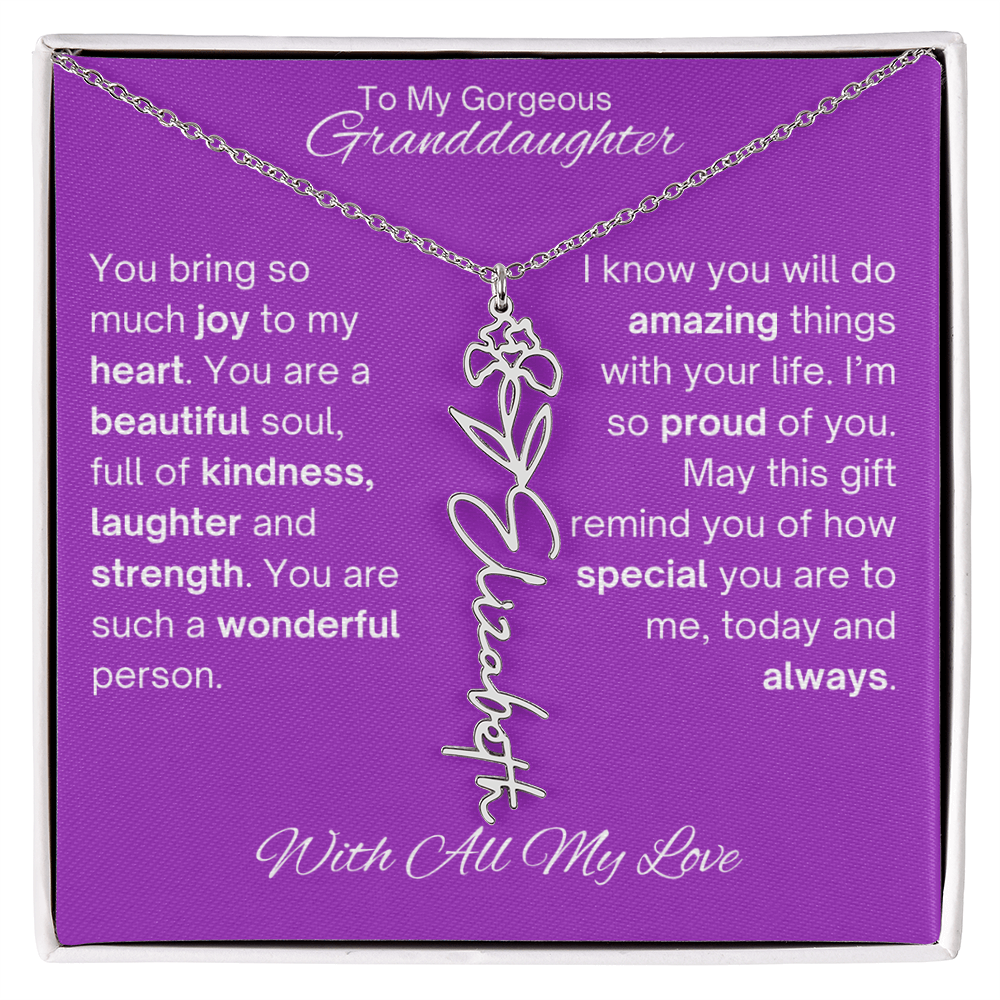 Personalized Granddaughter Birth Flower Name Necklace