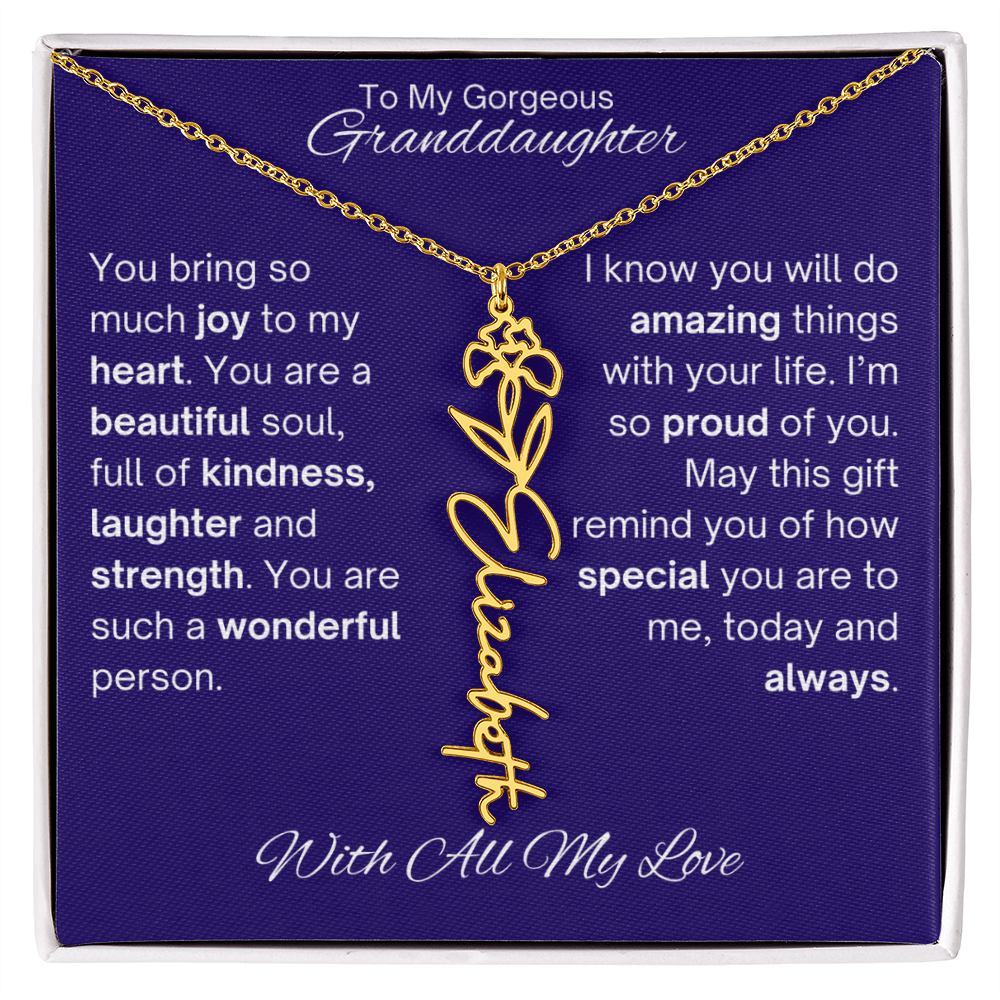 Granddaughter Birth Flower Name Necklace