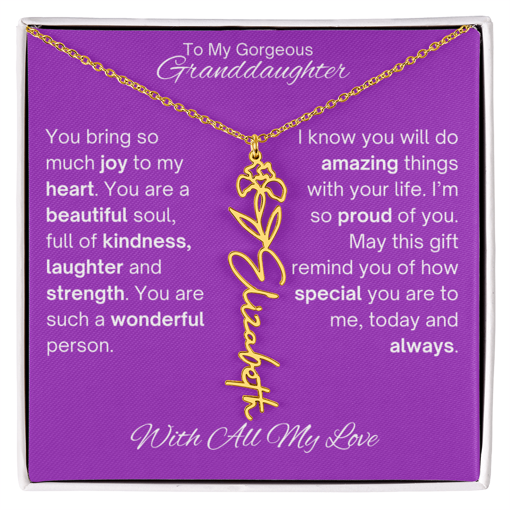 Personalized Granddaughter Birth Flower Name Necklace