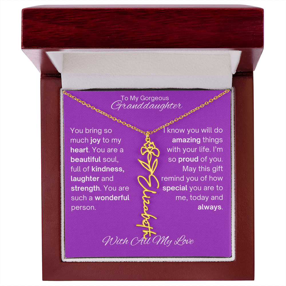 Personalized Granddaughter Birth Flower Name Necklace