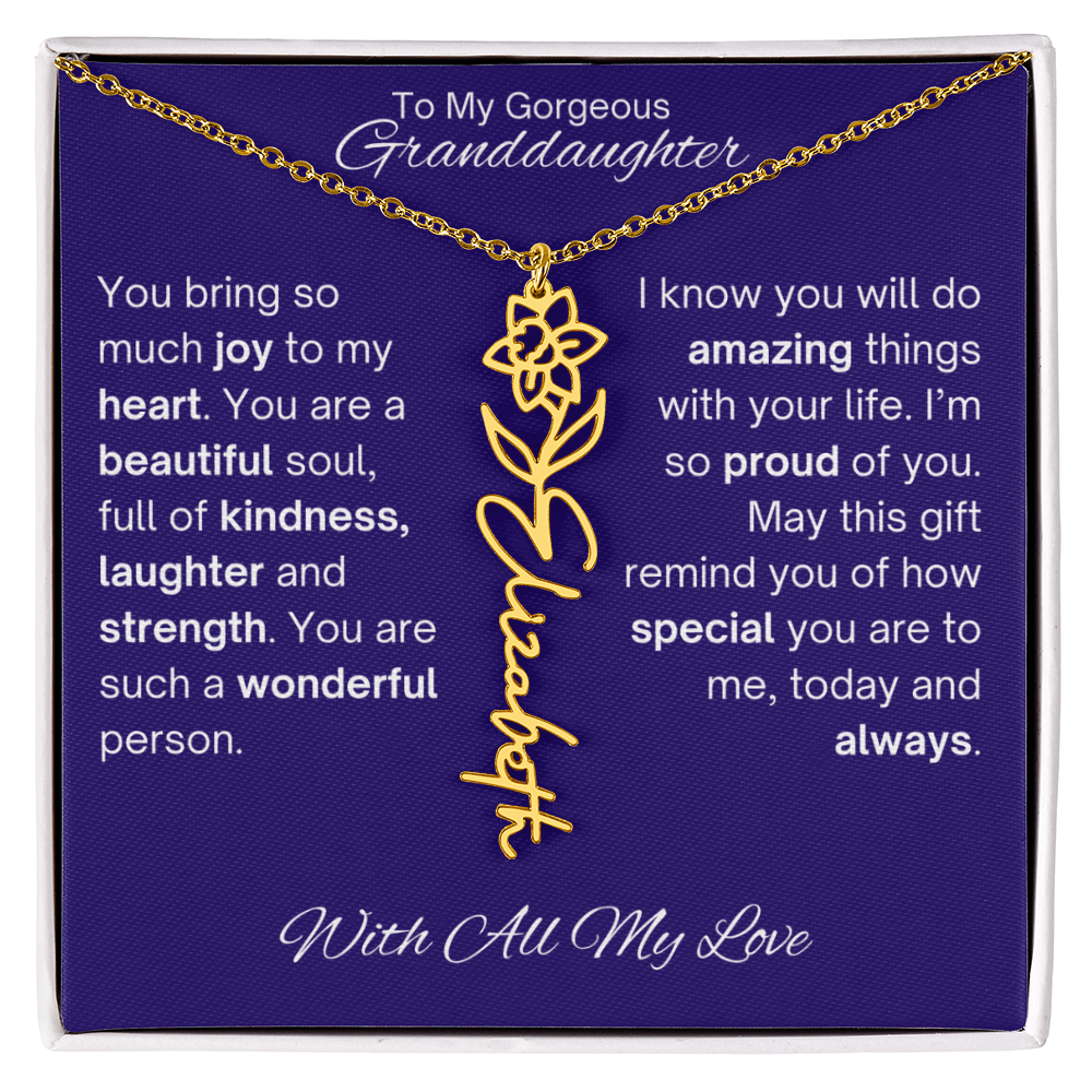 Granddaughter Birth Flower Name Necklace