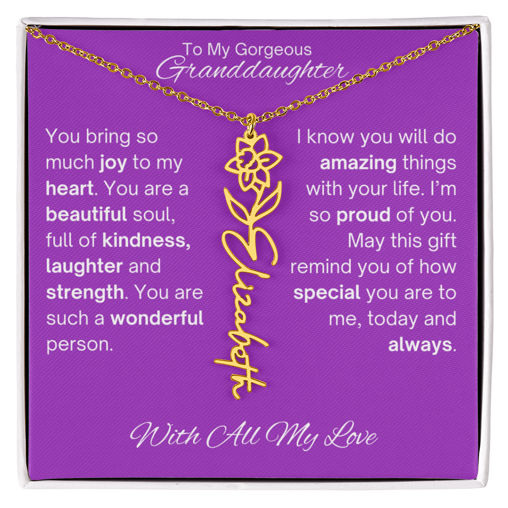 Personalized Granddaughter Birth Flower Name Necklace