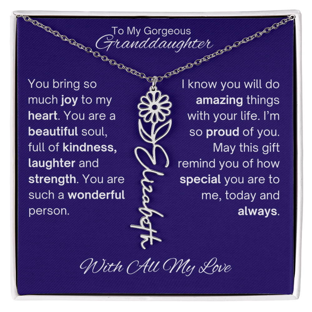 Granddaughter Birth Flower Name Necklace