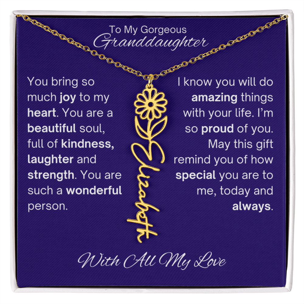 Granddaughter Birth Flower Name Necklace