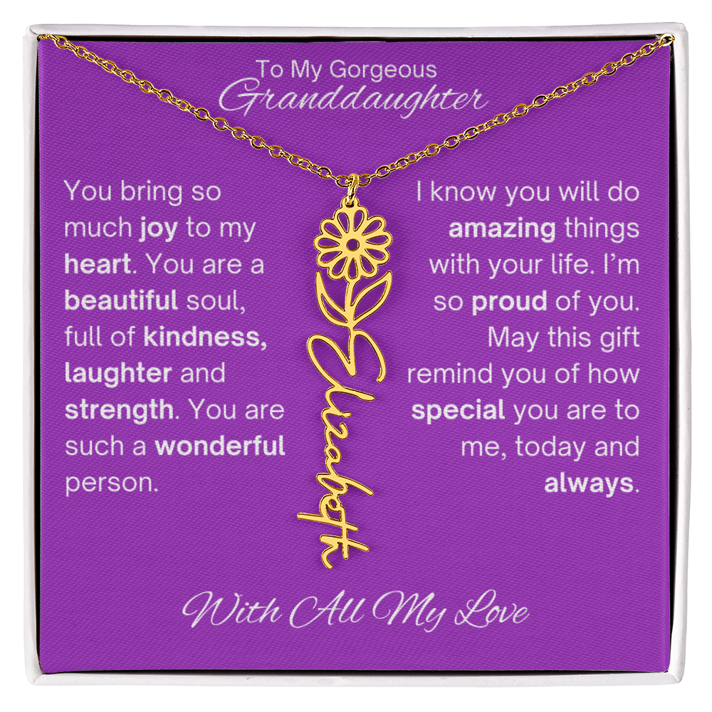 Personalized Granddaughter Birth Flower Name Necklace